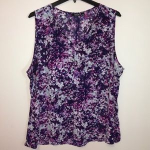 a.n.a. split neck watercolor print blouse 3X